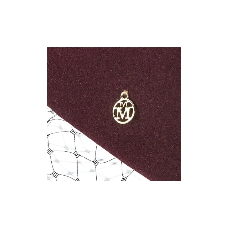 Maison Michel Rabbit Leather Polyamide Berets Women's Burgundy-2