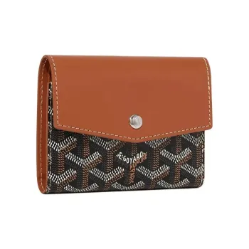 GOYARD Goyardine Canvas With Vauzelles Calfskin Wallet Unisex Brown