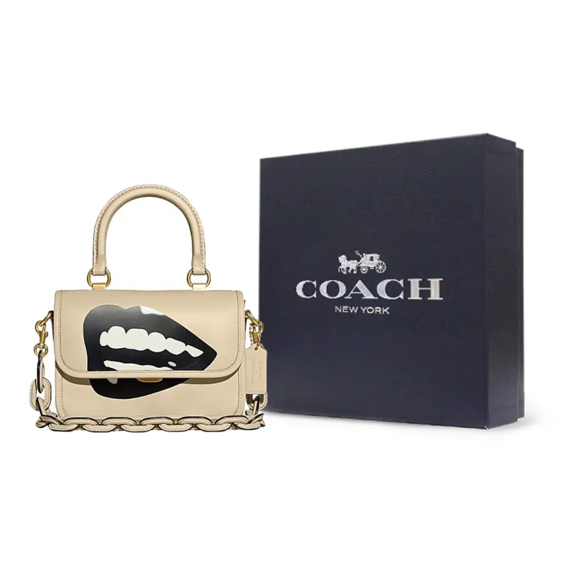 COACH Tom Wesselmann Collaboration Rogue Cow Leather Handbag, Shoulder Bag, Crossbody Bag Trumpets Women's White-8