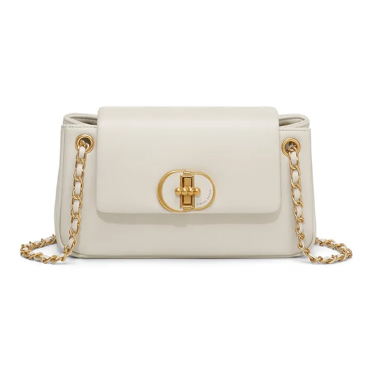 Simvay Clos Cow Leather With Synthetic Leather Shoulder Bag Crossbody Bag Shoulder Bag Small Size Women's White/Black-1