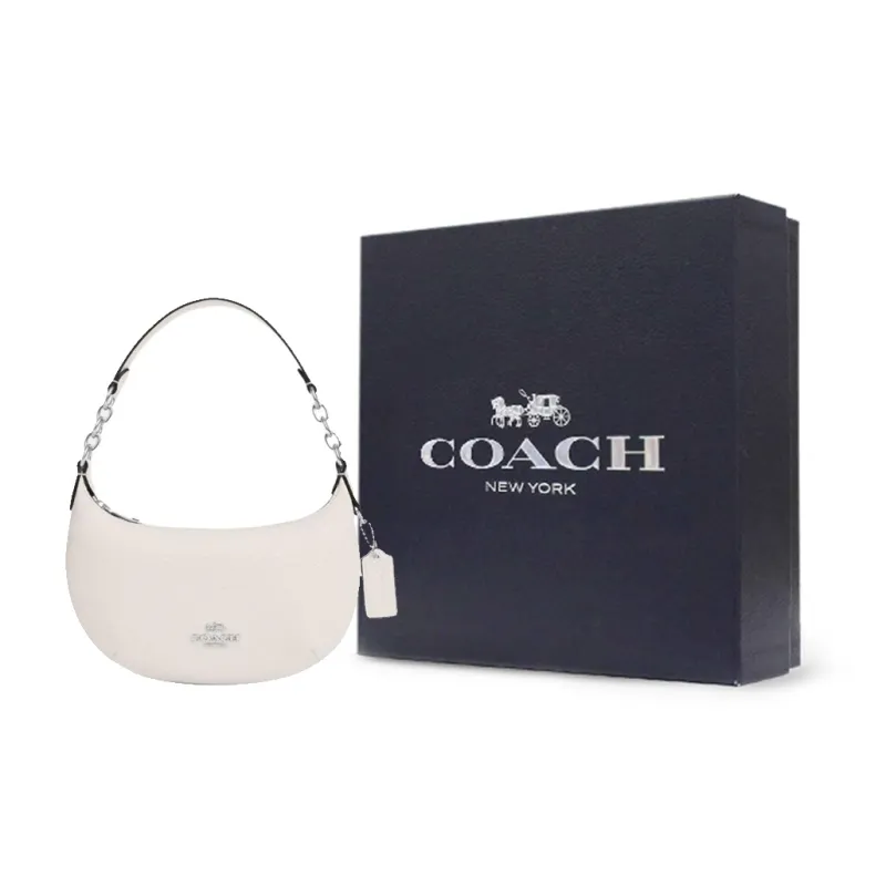 COACH Payton Artificial Leather Crescent Bag, Shoulder Bag, Handbag Mini Women's White-7