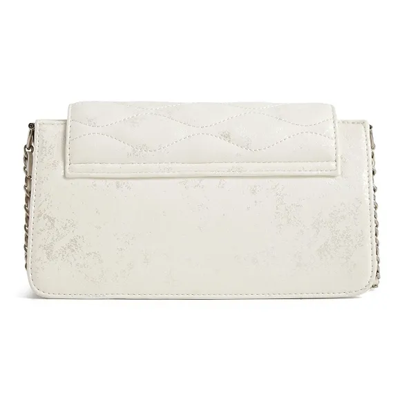 JACD PU Refined Small Square Bag, Commute Shoulder Bag Women's White/Silver-9