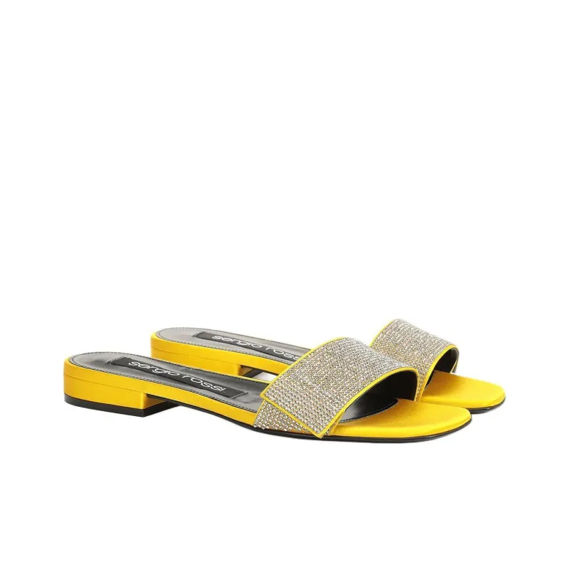 SERGIO ROSSI Sr Paris Slide Slippers Women's Yellow-2