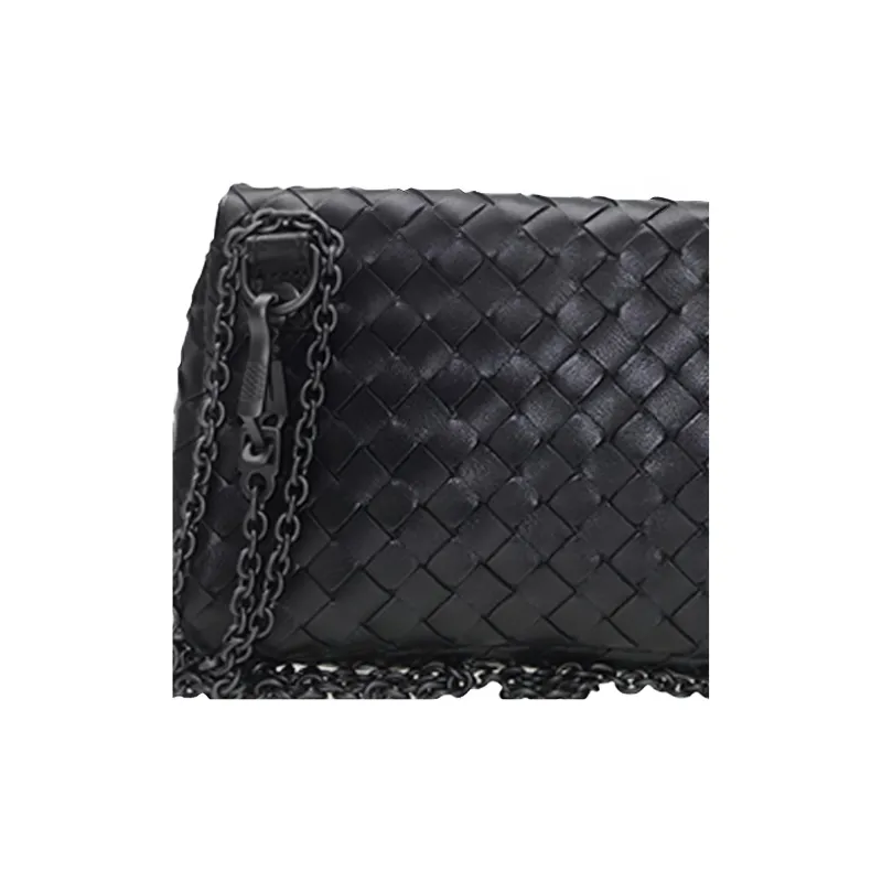Bottega Veneta Sheepskin Messenger Bag Crossbody Bag Shoulder Bag Women's Black-4