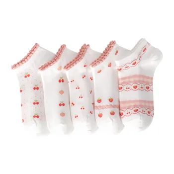 H YXIANG Ankle Socks Women's 5 Pack Pink White Mix