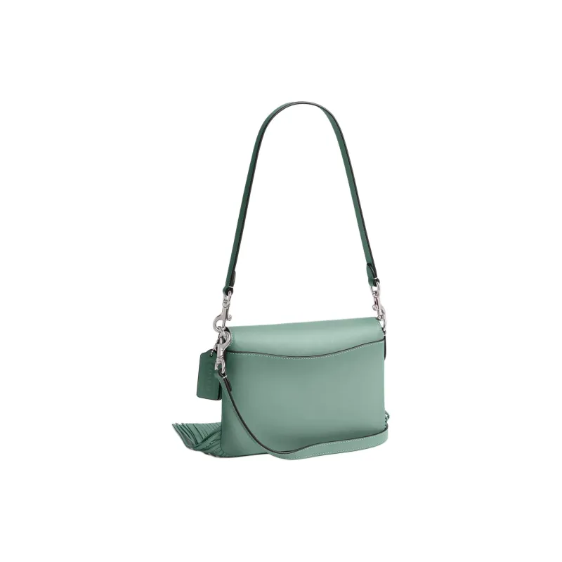 COACH 1964 Fringe Suede Tassel Bag Shoulder Bag Small Size Women's Aquamarine Stone Color-1