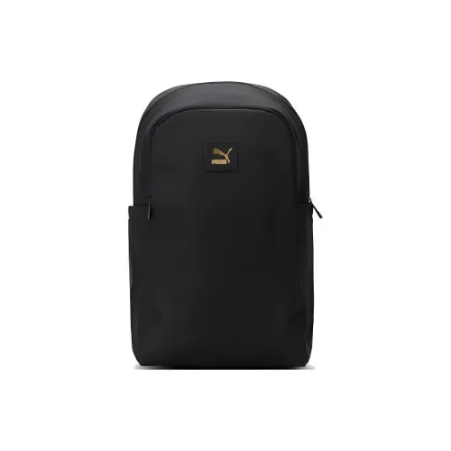 PUMA Artificial Leather Laminated Fabric Backpack Medium Size Unisex Black