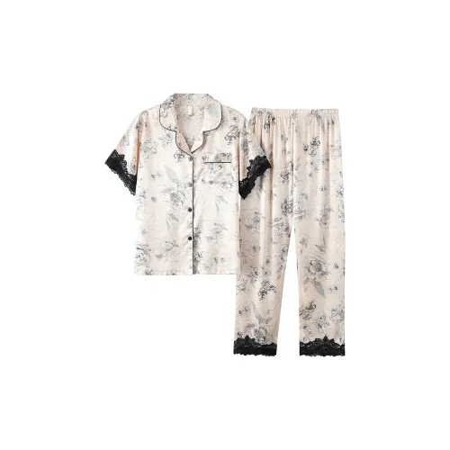 The Story Of The Flower Season Pajama Set Women's White