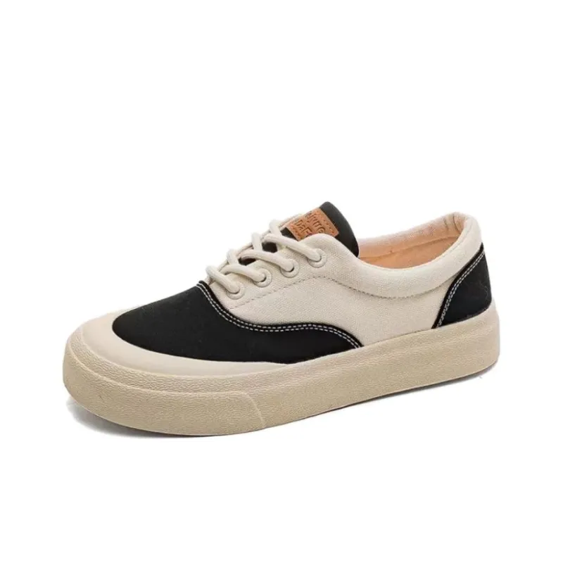Dafu Leaps Forward Breathable Lightweight Low Top Canvas Shoes Women's Beige Black-2