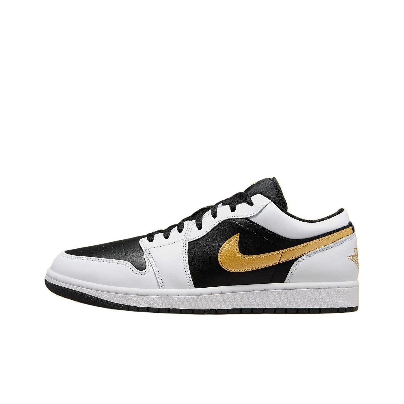 JORDAN 1 Low White Black Metallic Gold Swoosh POIZON