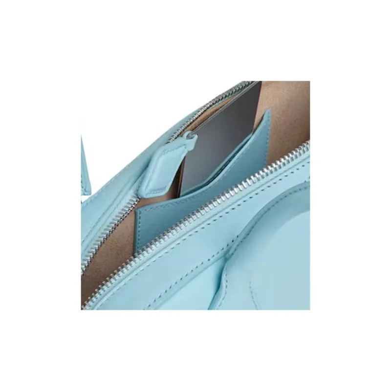 Alaia Calfskin Shoulder Bag, Dachshund Bag, Baguette Bag, Handbag, Shoulder Bag Small Size Women's Light Blue-4