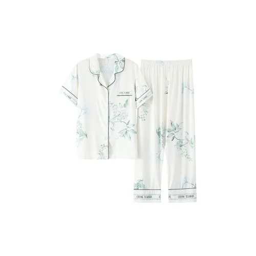 The Story Of The Flower Season Pajama Set Women's White