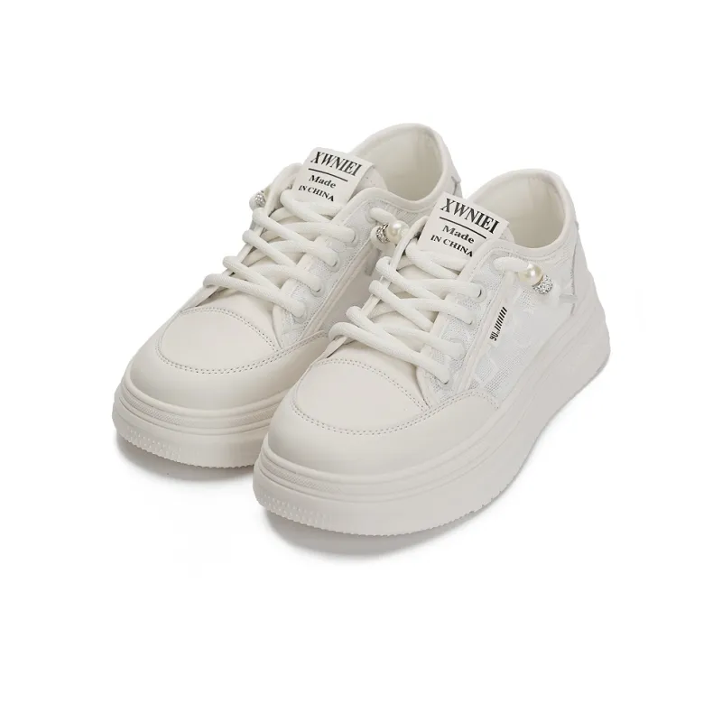 Zun'er Quick Dry Lightweight Breathable Low-Top Skateboard Shoes Unisex White-8