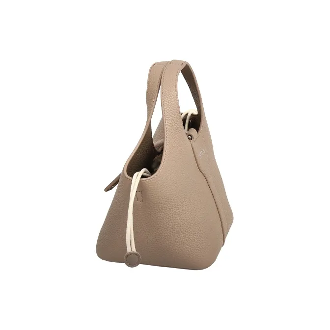 YOCAMU Top Grain Cow Leather One Shoulder Handbags Regular Women's Dove Gray/Ecru-2