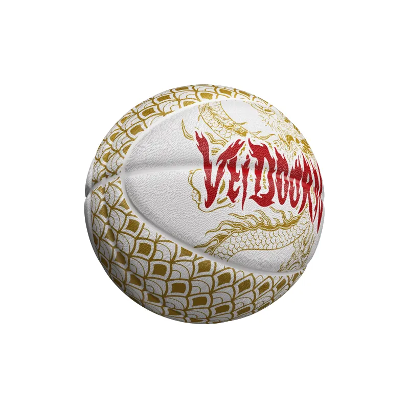 VEIDOORN Rubber Basketball White Gold Size 7 Street Training Unisex-7