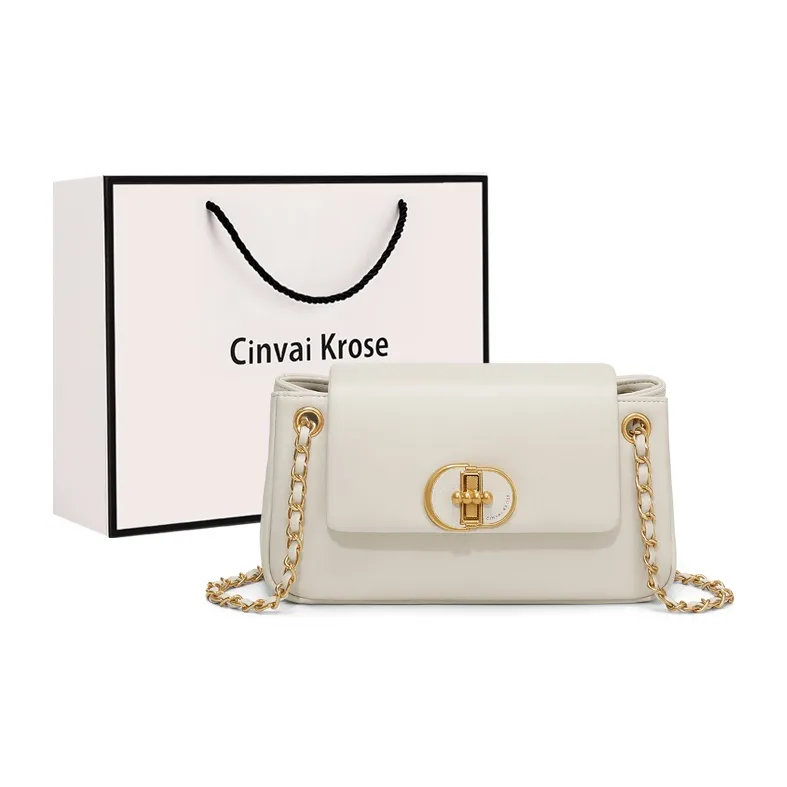 Simvay Clos Cow Leather With Synthetic Leather Shoulder Bag Crossbody Bag Shoulder Bag Small Size Women's White/Black-0