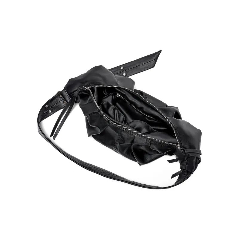 Yawei Kuroda PU With Artificial Leather Crossbody Bags Medium Size Unisex Black-4