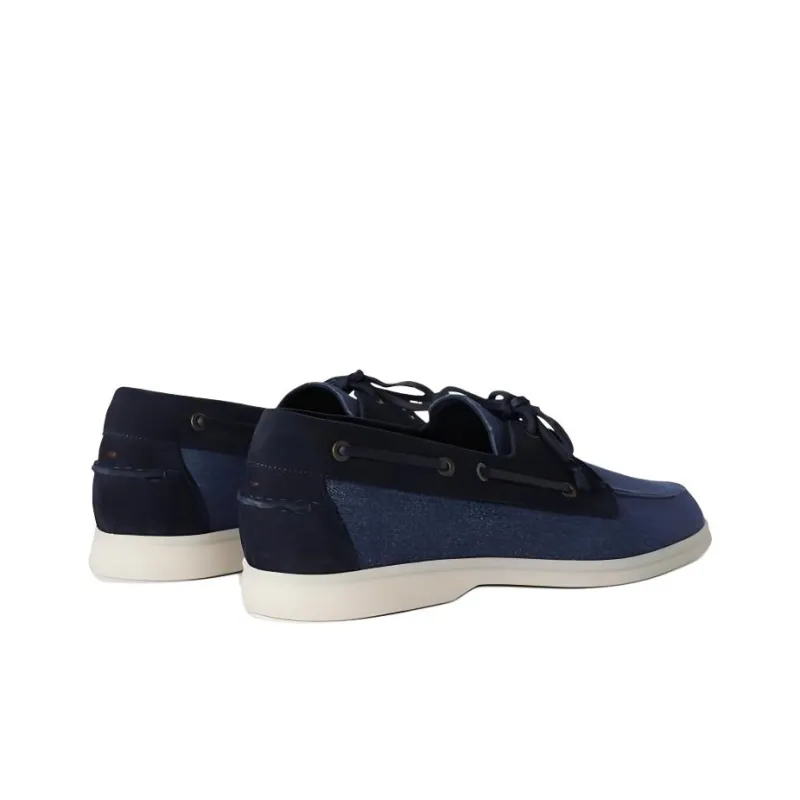 Loro Piana Boat Shoes Men's Blue-5