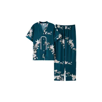 The Story Of The Flower Season Pajama Set Women's Peacock Green