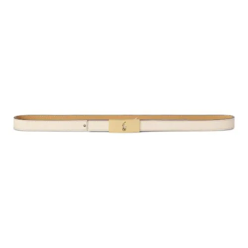 Polo Ralph Lauren Double-Sided Design Smooth Buckle Cow Leather Leather Belts Women's Beige Width: 2cm