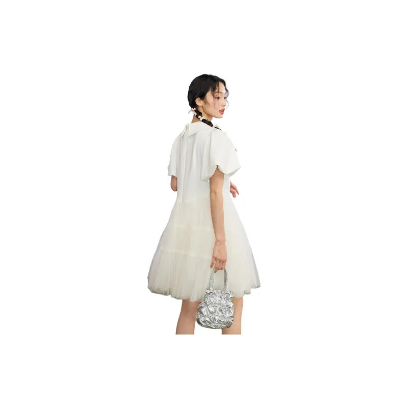ZIHAN SS24 Short Sleeved Dress Women's Ecru-1