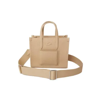 LACOSTE Split Cow Leather Tote Bag Shopping Bag Shoulder Bag Handbag Mini Women's Khaki