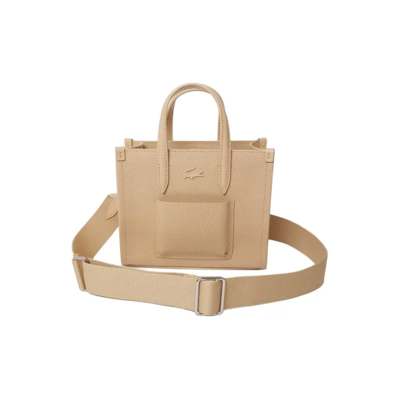 LACOSTE Split Cow Leather Tote Bag Shopping Bag Shoulder Bag Handbag Mini Women's Khaki-0