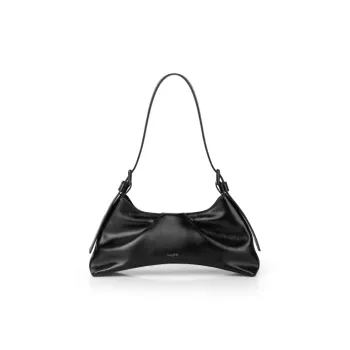 INJOYLIFE Split Cow Leather Shoulder Bag Small Size Women's Black