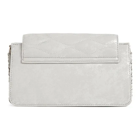JACD PU Refined Small Square Bag, Commute Shoulder Bag Women's White/Silver-4