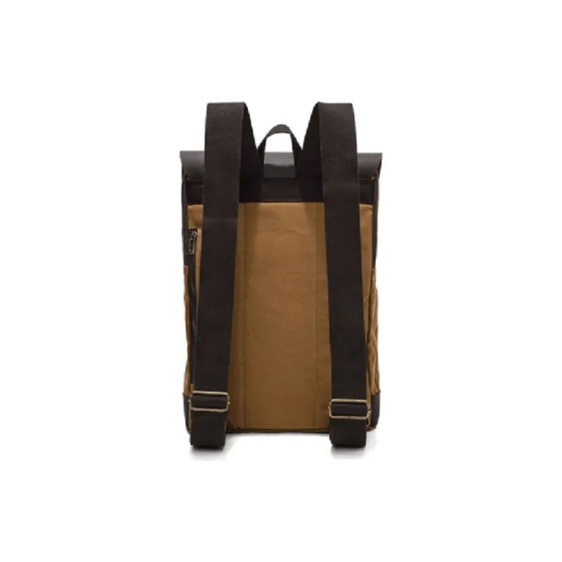 TTaG．baG Batik Canvas With Mad Cow Leather Backpack Unisex Gray/Army Green/Khaki-10