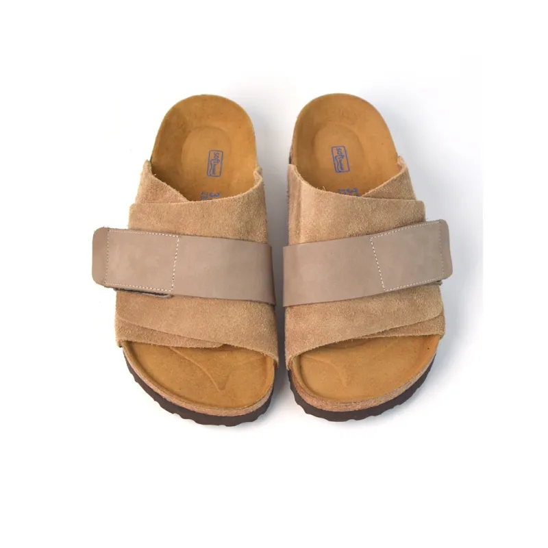 Boku Cork Sole Leather Patchwork Slip Resistant Abrasion Resistant Slide Slippers Unisex Sand-4