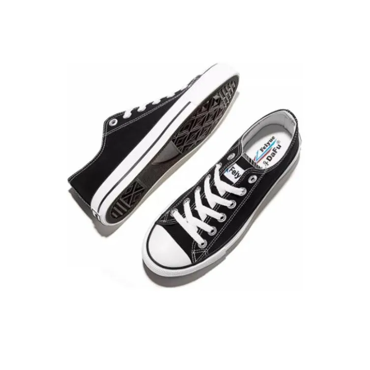 Dafu Leaps Forward Slip Resistant, Abrasion Resistant, Breathable, Lightweight Low Top Canvas Shoes Unisex Black-3