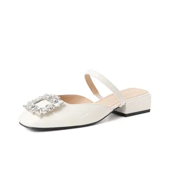 JOSINY Square Head Rhinestone Women's Casual Shoes Women's Silver