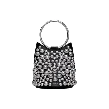 Alaia Calfskin Bucket Bag Handbag Mini Women's Black