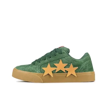 LuzaoT SUPER DRAG Stars Shoes Durable Breathable Low Top Skateboard Shoes Unisex Dark Green Orange