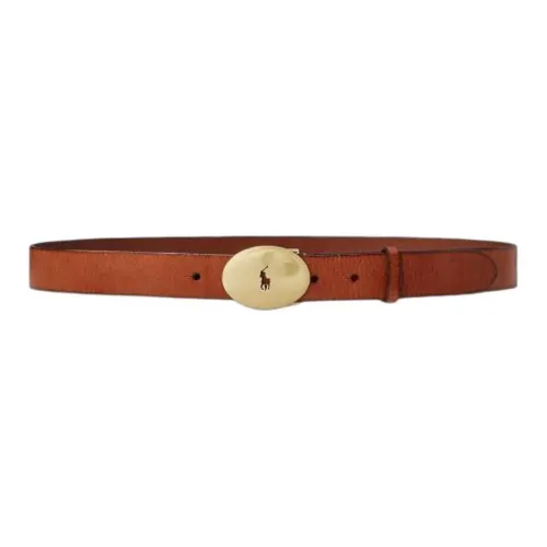 Polo Ralph Lauren Oval Logo Cow Leather Brass Leather Belts Unisex Orange Width 2.9CM
