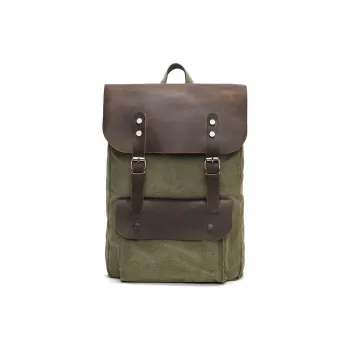TTaG．baG Canvas Backpack Unisex Army Green/Khaki