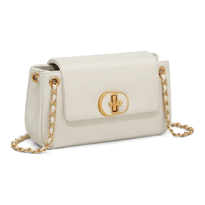 Simvay Clos Cow Leather With Synthetic Leather Shoulder Bag Crossbody Bag Shoulder Bag Small Size Women's White/Black-2