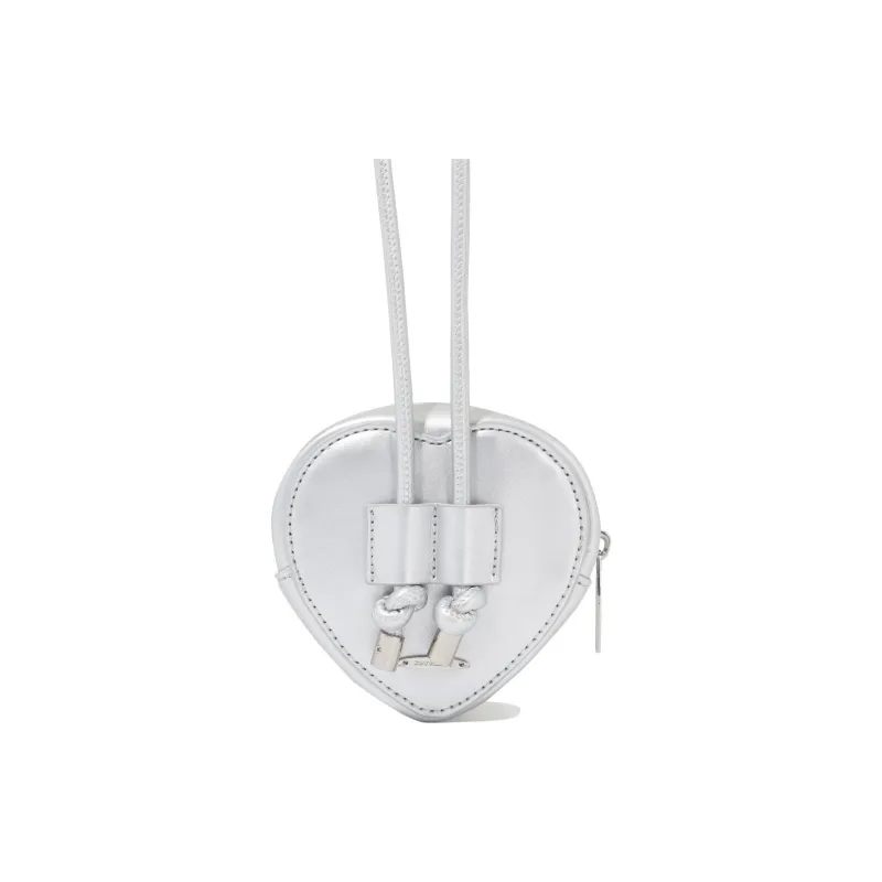 COVERNAT Artificial Leather Heart-Shaped Bag Shoulder Bag Crossbody Bag Mini Women's Silver-5