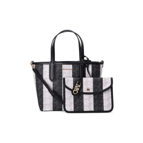 MICHAEL KORS Canvas Tote Bag Shopping Bag Shoulder Bag Handbag Women's White & Black