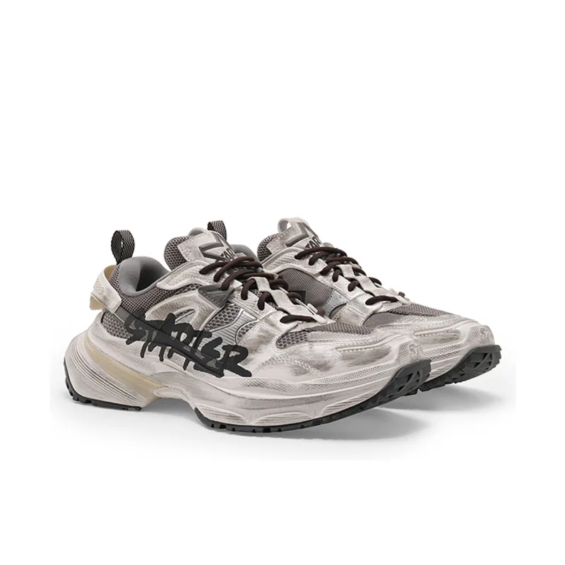 STARTER Anti Slip Wear Resistant Breathable Lightweight Moisture Wicking Coverage Low Top Chunky Sneakers Unisex Gray-2
