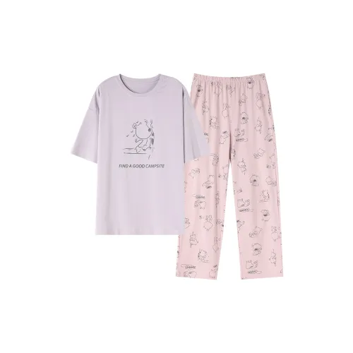 AUTUMNDEER Pajama Set Women's Light Purple