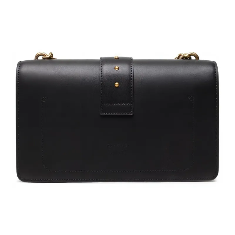PINKO LOVE Series Cow Leather Flying Bird Bag Swan Bag Shoulder Bag Crossbody Bag Large Size Women's Black/Black Gold-2
