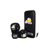 Kids' Boxing Gloves+Kick Pads 1 Pack (Black)