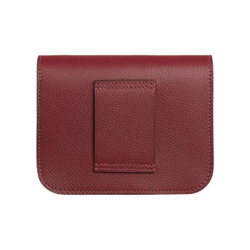 HERMES Evercolor Calfskin Card Holder Coin Purse Fanny Pack Women's Hermes Red With Open Country Orange-2
