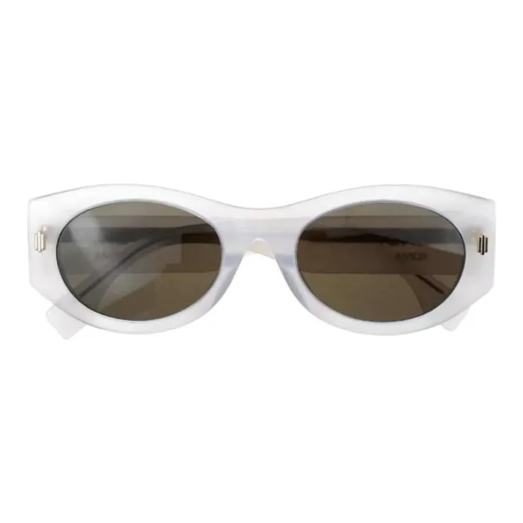 FENDI Plate Frame Oval Sunglasses Unisex White-1