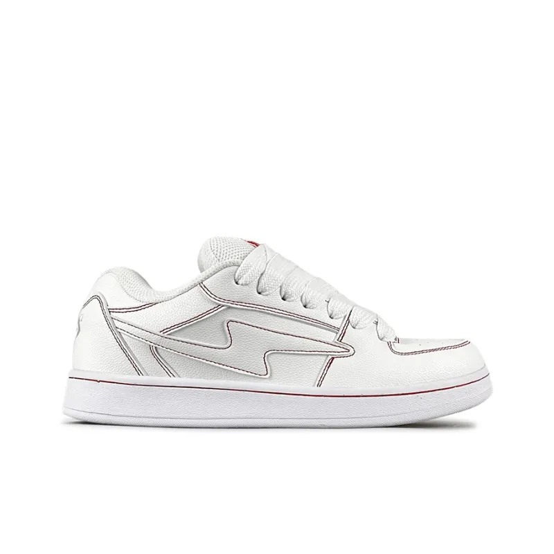 LuzaoT SUPER DRAG Puffy Shoes Anti Slip Wear Resistant Low Top Skateboard Shoes Unisex White Red-1