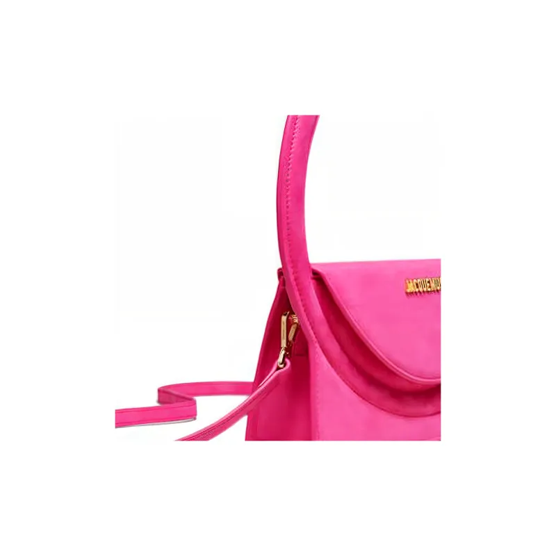 Jacquemus Le Sac Rond Cow Leather Shoulder Bag, Crossbody Bag, Handbag Women's Dark Pink-3