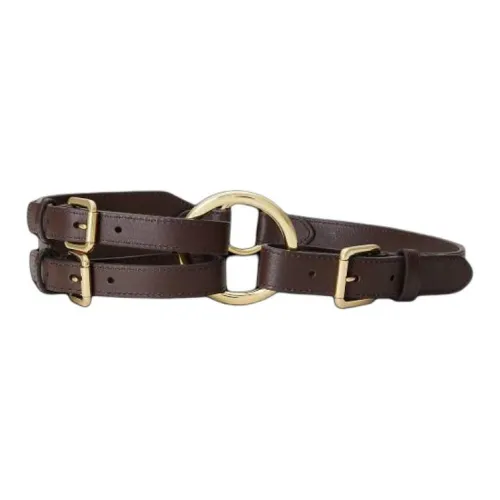 Polo Ralph Lauren Round Ring Styling Leather Leather Belts Unisex Brown