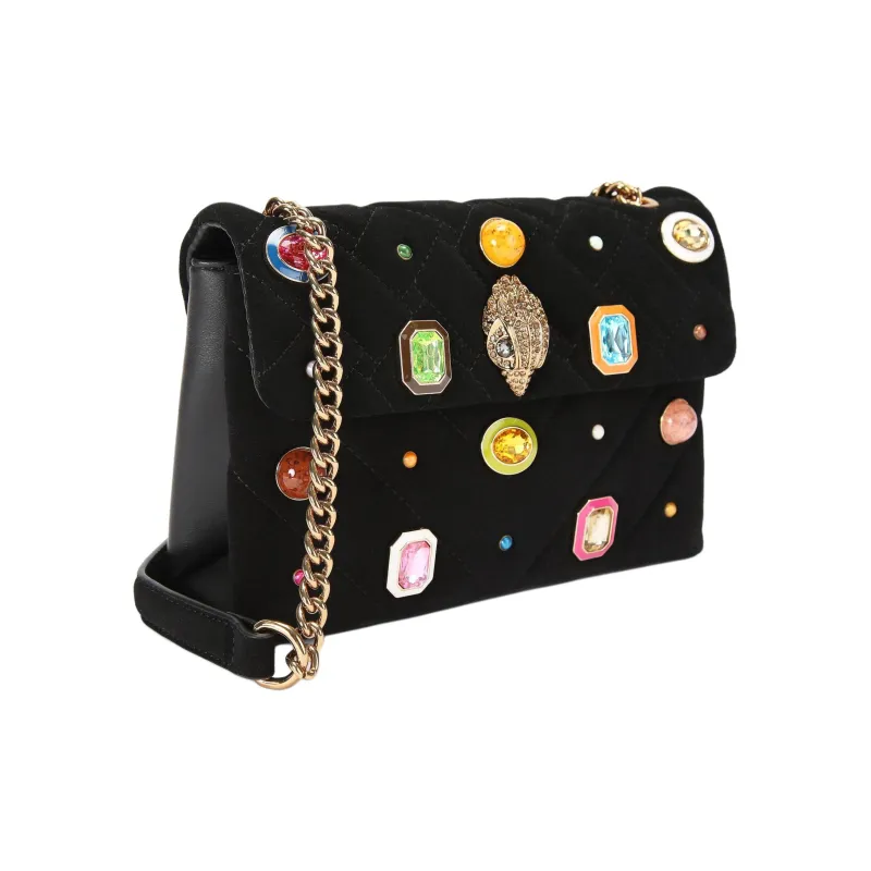 Kurt Geiger London Patent Leather Shoulder Bag Crossbody Bag Medium Size Women's Black-1